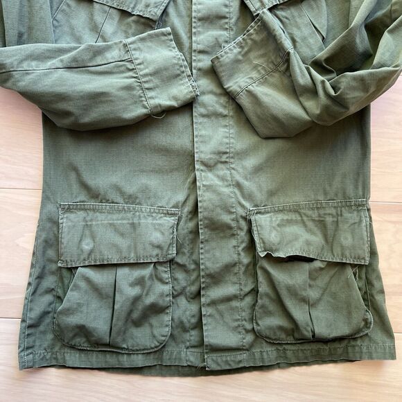 Vintage Military Ripstop Shirt XS Green Slanted Pockets 1969 Poplin OG 107 - Picture 5 of 10